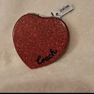 Coach Glittering Red Heart Mirror